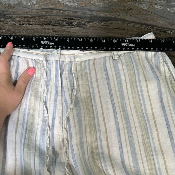 Kate Hill Casual Linen Pants XL Striped Pocket Drawstring Beach Coastal Boho - Picture 11 of 15
